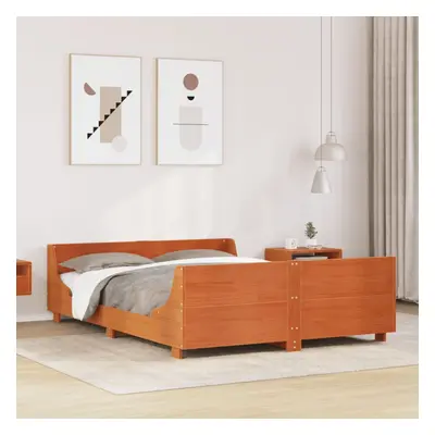 vidaXL Bed Frame with Headboard Bed Base Wax Brown 140x200 cm Solid Wood Pine