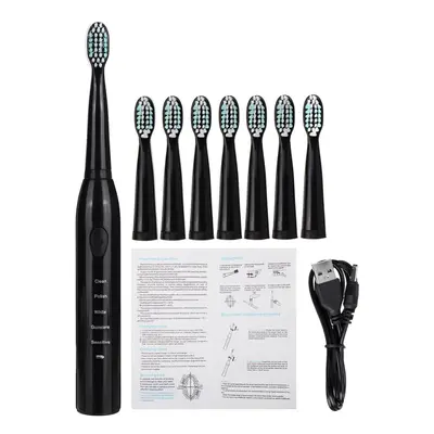 (Black) Electric Toothbrush Sonic Power With Brush Heads