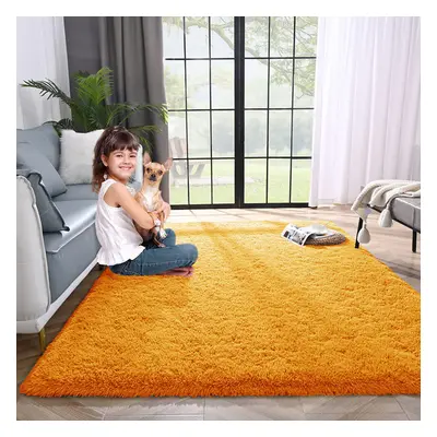 (Yellow Ochre, x cm (5ft 4" x 7ft 8")) Shaggy Thick Large Rugs Living Room Area Outdoor Indoor N