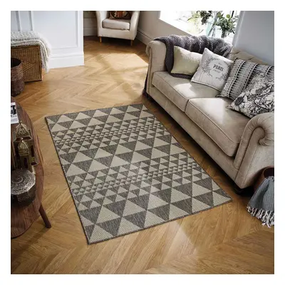 (Prism - Grey, x cm) Non Slip Outdoor/Indoor Flatweave Rugs Patio garden Small Extra Large Mats 