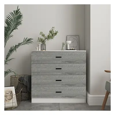 (White Carcass]+Ash Grey Drawers, 4) Or Drawer Wooden Bedroom Chest Cabinet Modern Wide Storage 