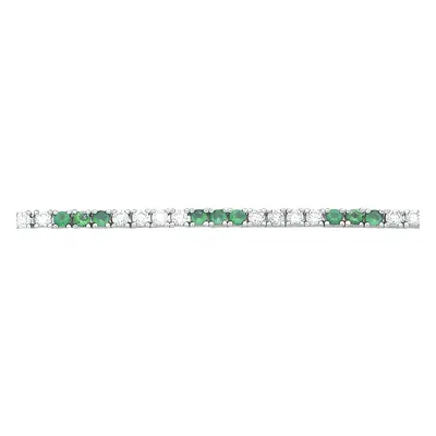 Jewelco London Ladies Sterling Silver Green CZ Alternating Eternity Stripes Tennis Bracelet 2mm 