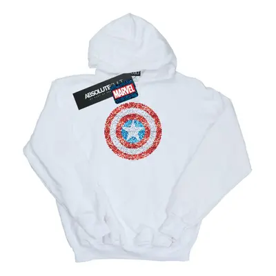 (XL, White) Marvel Mens Captain America Pixelated Shield Hoodie