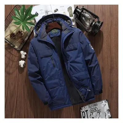 (blue, 6XL) Autumn And Winter New Thick Warm Jacket Men&apos;s Casual Waterproof Loose Large Siz