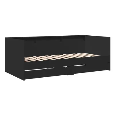 (black, x cm) vidaXL Daybed with Drawers Sofa Bed Guest Bed Black 100x200 cm Engineered Wood