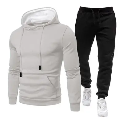 (grey, XXXL) Tracksuit Men Sets Winter Hoodies+pants Piece Set Mens Brand Joggers Sweatpants Sui