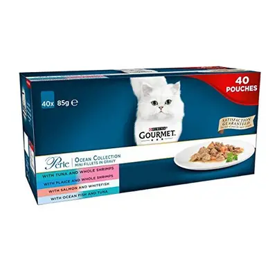 Gourmet Wet Cat Food Pouches in Gravy - Gourmet Perle Ocean Collection x 85g - Mini Fillets - Mi