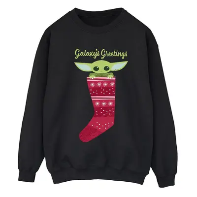 (S, Black) Star Wars The Mandalorian Womens/Ladies The Kid Xmas Sock Sweatshirt