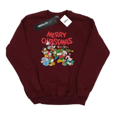 (XL, Burgundy) Disney Mens Mickey And Friends Winter Wishes Sweatshirt