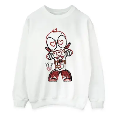 (XXL, White) Marvel Womens/Ladies Deadpool Love Beam Line Sweatshirt