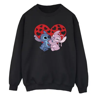 (XXL, Black) Disney Womens/Ladies Lilo & Stitch Hearts Sweatshirt