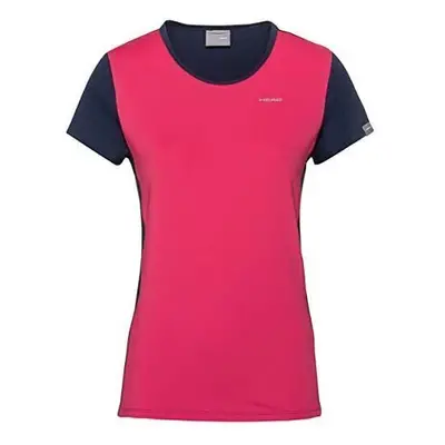 (Large) HEAD Girls Mia Tennis Top T-Shirt Competition Short Sleeve Tee - Pink/Dark Blue