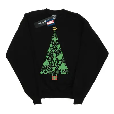 (S, Black) Marvel Womens/Ladies Avengers Christmas Tree Sweatshirt