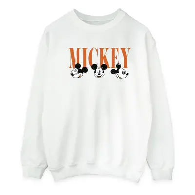 (XL, White) Disney Mens Mickey Mouse Faces Sweatshirt