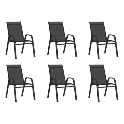 (black, 6) vidaXL Stackable Garden Chairs Outdoor Chairs Dining Chair Textilene Fabric