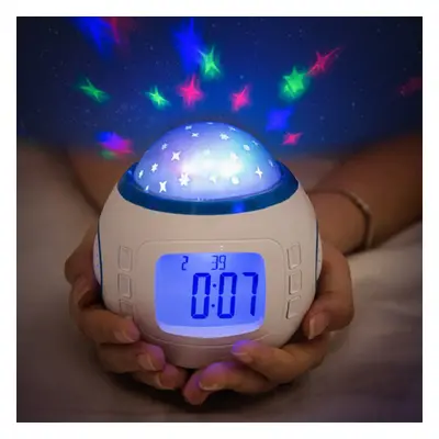 Night Light Projector LED Lamp Bedroom Digital Alarm Clock With Music for Kids