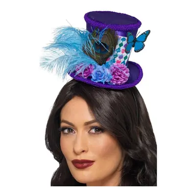 Mad Hatter Mini Feather Hat, Purple