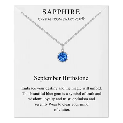 September (Sapphire) Birthstone Necklace Created with Swarovski Crystals