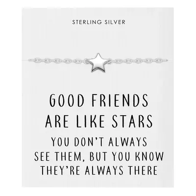 Sterling Silver Friendship Quote Star Bracelet