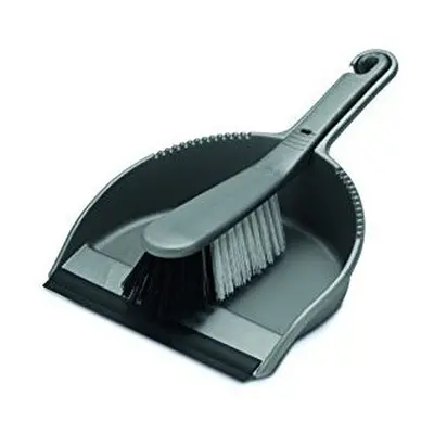 Addis Housewares Dustpan and Soft Brush Set, Metallic Silver