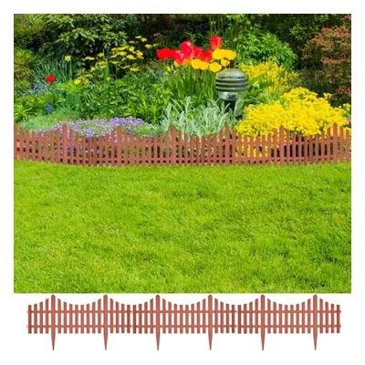 vidaXL 17x Lawn Divider Brown 10m Outdoor Garden Fence Panel Edging Barrier