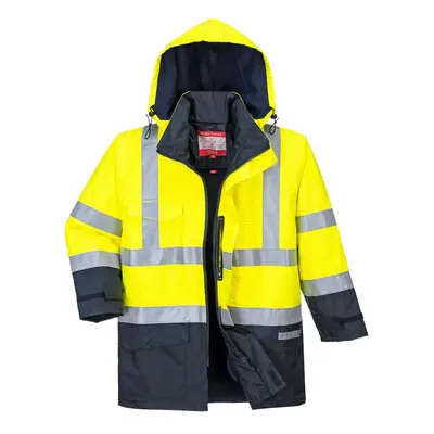 (M, Yellow/Navy) Portwest Mens Hi-Vis Bizflame Rain Multi-Norm Jacket