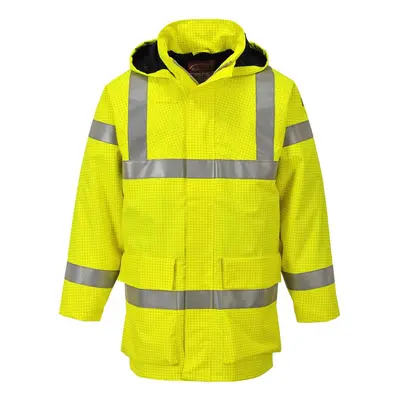 (S, Yellow) Portwest Mens Multi Lite Bizflame Rain Hi-Vis Jacket