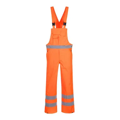 (S, Orange) Portwest Mens Hi-Vis Breathable Bib And Brace Trouser