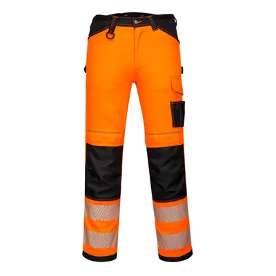 (28R, Orange/Black) Portwest Mens PW3 High-Vis Work Trousers