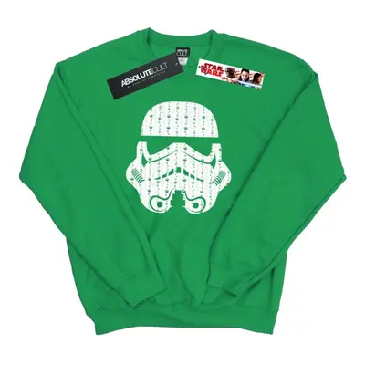 (L, Irish Green) Star Wars Mens Christmas Stormtrooper Helmet Sweatshirt