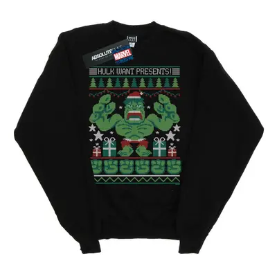 (XXL, Black) Marvel Mens Hulk Want Presents Fair Isle Sweatshirt