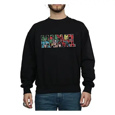 (L, Black) Marvel Comics Mens Infill Logo Sweatshirt