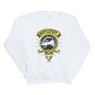 (L, White) Harry Potter Womens/Ladies Hufflepuff Toon Crest Sweatshirt