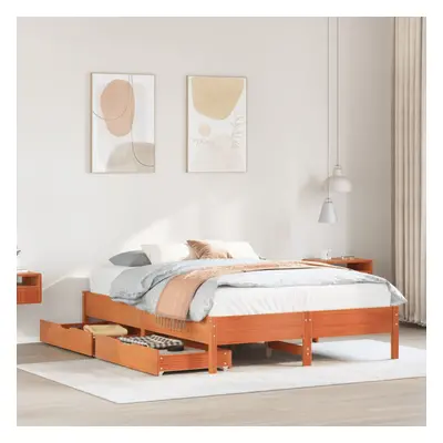 vidaXL Bed Frame without Mattress Wax Brown 140x200 cm Solid Wood Pine