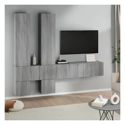 vidaXL Wall-mounted TV Cabinet Grey Sonoma Engineered Wood TV Unit Sideboard