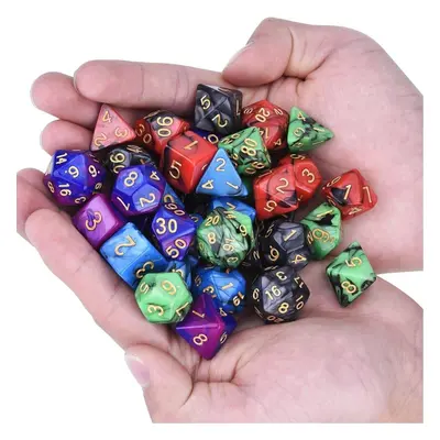 35Pcs Polyhedral Dice Set Multisided Dices Swirl RPG Role Playing Games Gadget W/ bag