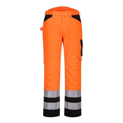 (28R, Orange/Black) Portwest Mens PW2 High-Vis Safety Work Trousers