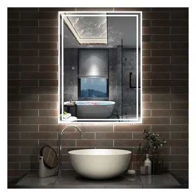 (500x700mm) Bathroom Mirrors with Color Lights Shaver Socket