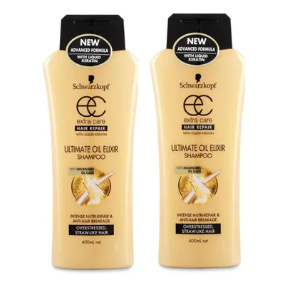 2x Schwarzkopf 400ml Extra Hair Care Shampoo Ultimate Oil Elixir