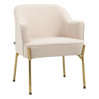 HOMCOM Fabric Armchair Accent Chair w/ Metal Legs for Living Room Bedroom White