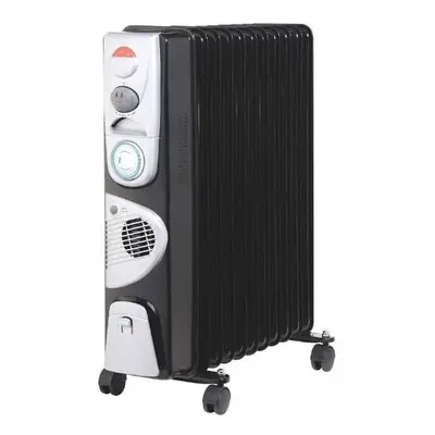 Garden mileÂ® 2500w Fin Black Oil Filled Radiator With 24hr Timer & Heat Settings Large Portable