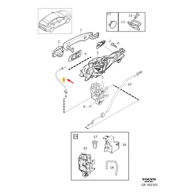 VOLVO V40 Rear Door Lock Cable NEW GENUINE