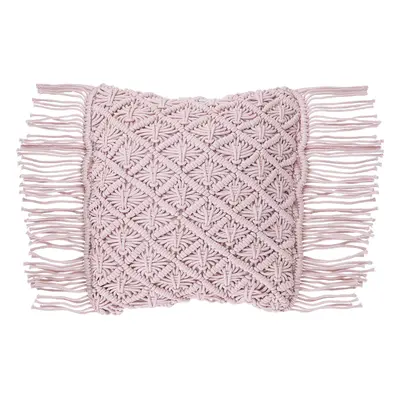 Throw Cushion YANIKLAR Cotton x cm Geometric MacramÃ© Pink