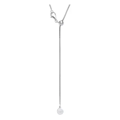 Jewelco London Ladies Rhodium Plated Sterling Silver Adjustable Toggle Lariat Pendant Chain Neck