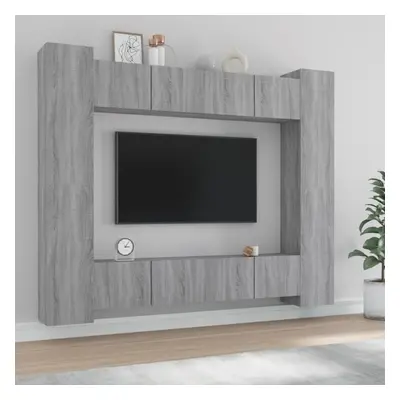 vidaXL TV Cabinet Set Piece Grey Sonoma Engineered Wood TV Unit Sideboard