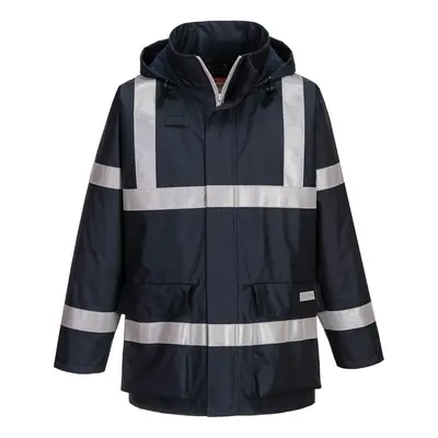 (XL, Navy) Portwest Mens Bizflame Rain Anti-Static Jacket