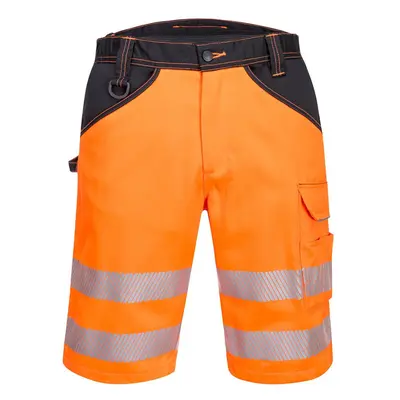 (33R, Orange/Black) Portwest Mens PW3 Contrast Panel Hi-Vis Shorts