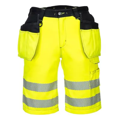 (36R, Yellow/Black) Portwest Mens PW3 Hi-Vis Holster Pocket Shorts