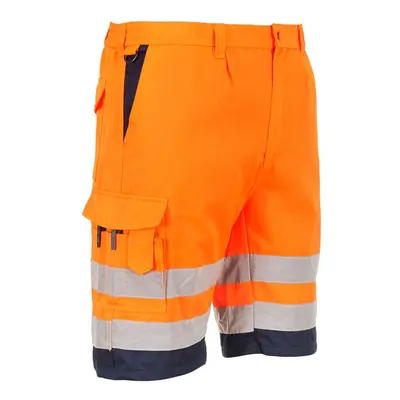 (M R, Orange/Navy) Portwest Mens Contrast Hi-Vis Shorts