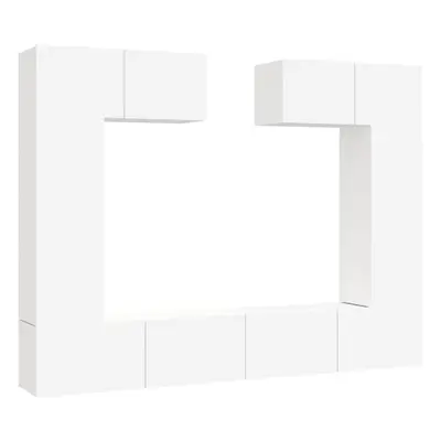 vidaXL TV Cabinet Set Piece White Engineered Wood HiFi Cabinet Media Unit